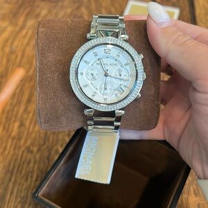 Silver Michael Kors glitz Parker watch